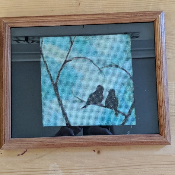 🎉HP🎉Handmade Bird on Branch Framed Cross Stitch - Picture 2 of 4